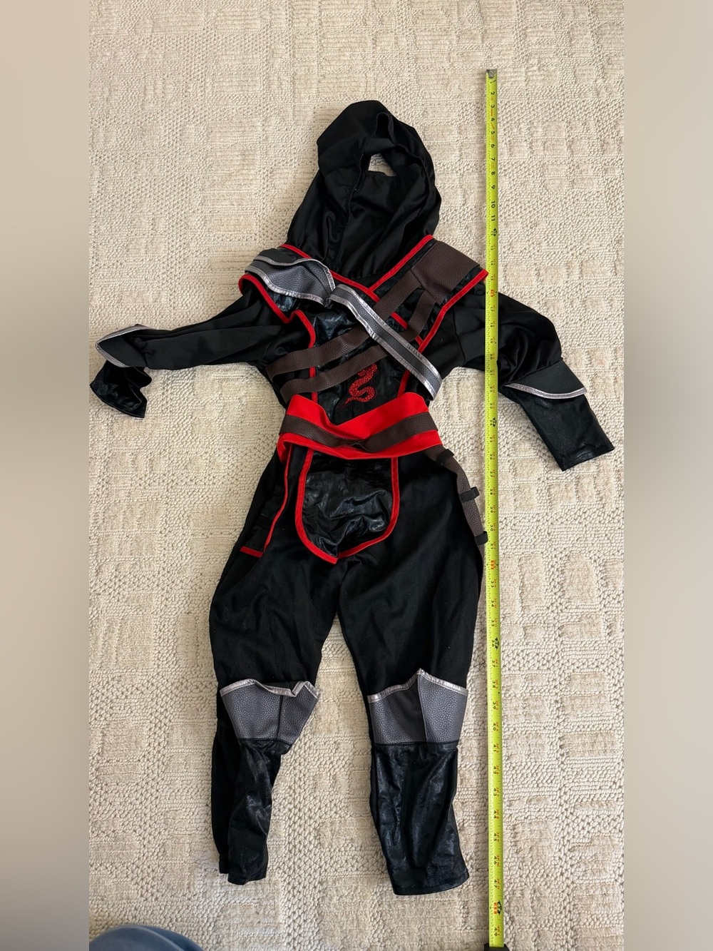 Kids Ninja Costume Black & Red – Hooded Halloween Costume